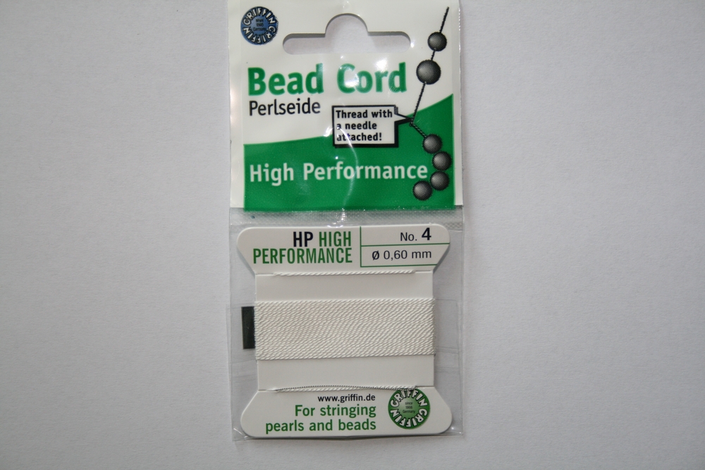 Perlseide High Performance  0,3 bis 0,9 mm  weiß mit 2 Nadeln 1,00€//M