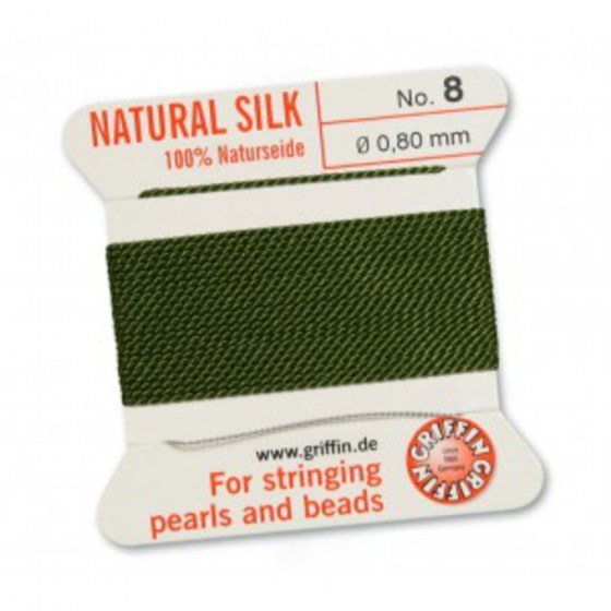 Perlenseide olive, 0,8 mm