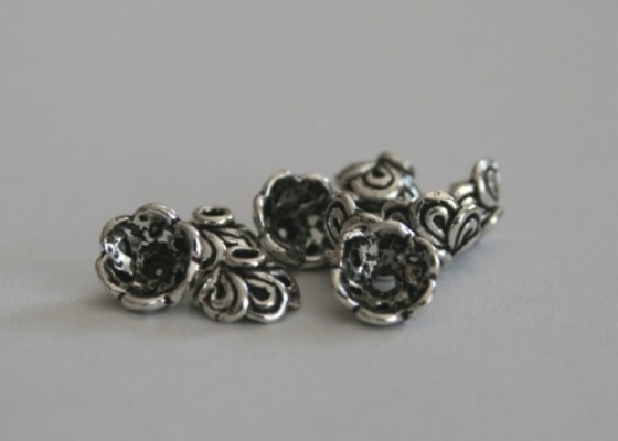 Perlenkappen 6,5 mm, Sterling Silber