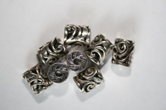 Metallperle Zylinder, antiksilber
