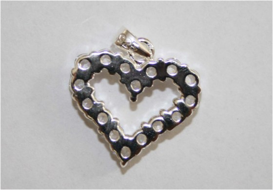 Herzanhänger aus Sterling Silber mit Strass, 15 mm